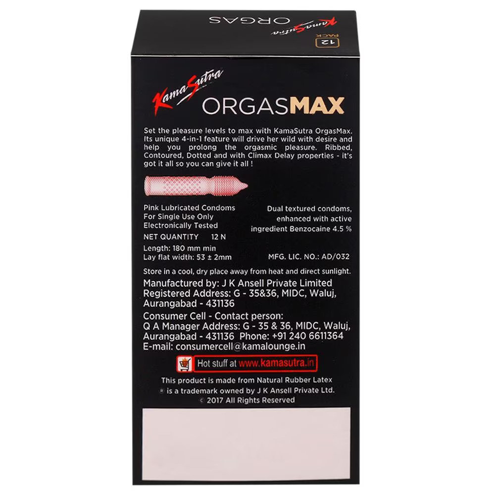Kamasutra Orgasmax Condoms, 12 Count, Pack of 1 Kamasutra Orgasmax Condoms, 12 Count, Pack of 1