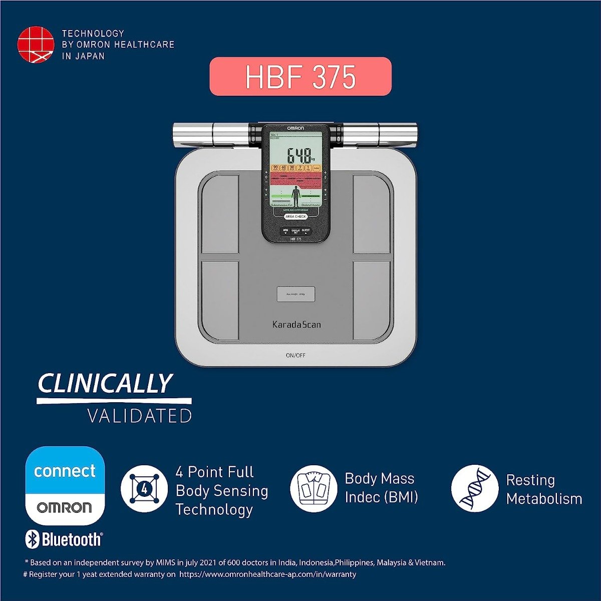 Omron Karada Scan Body Composition Monitor HBF-375, 1 Count, Pack of 1 Omron Karada Scan Body Composition Monitor HBF-375, 1 Count, Pack of 1