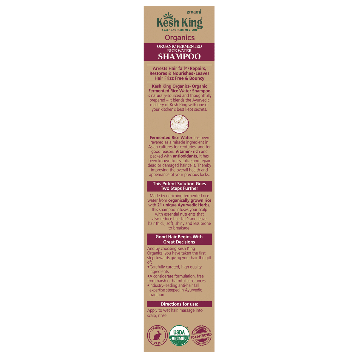 Kesh King Organics Fermented Rice Water Shampoo, 300 ml, Pack of 1 Kesh King Organics Fermented Rice Water Shampoo, 300 ml, Pack of 1