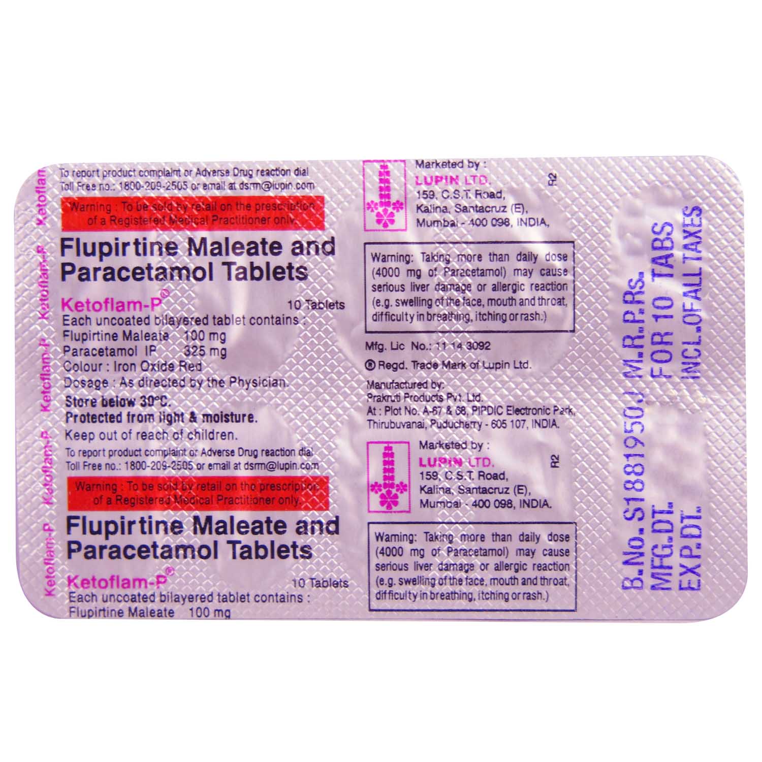 Ketoflam P Tablet 10's, Pack of 10 Ketoflam P Tablet 10's, Pack of 10