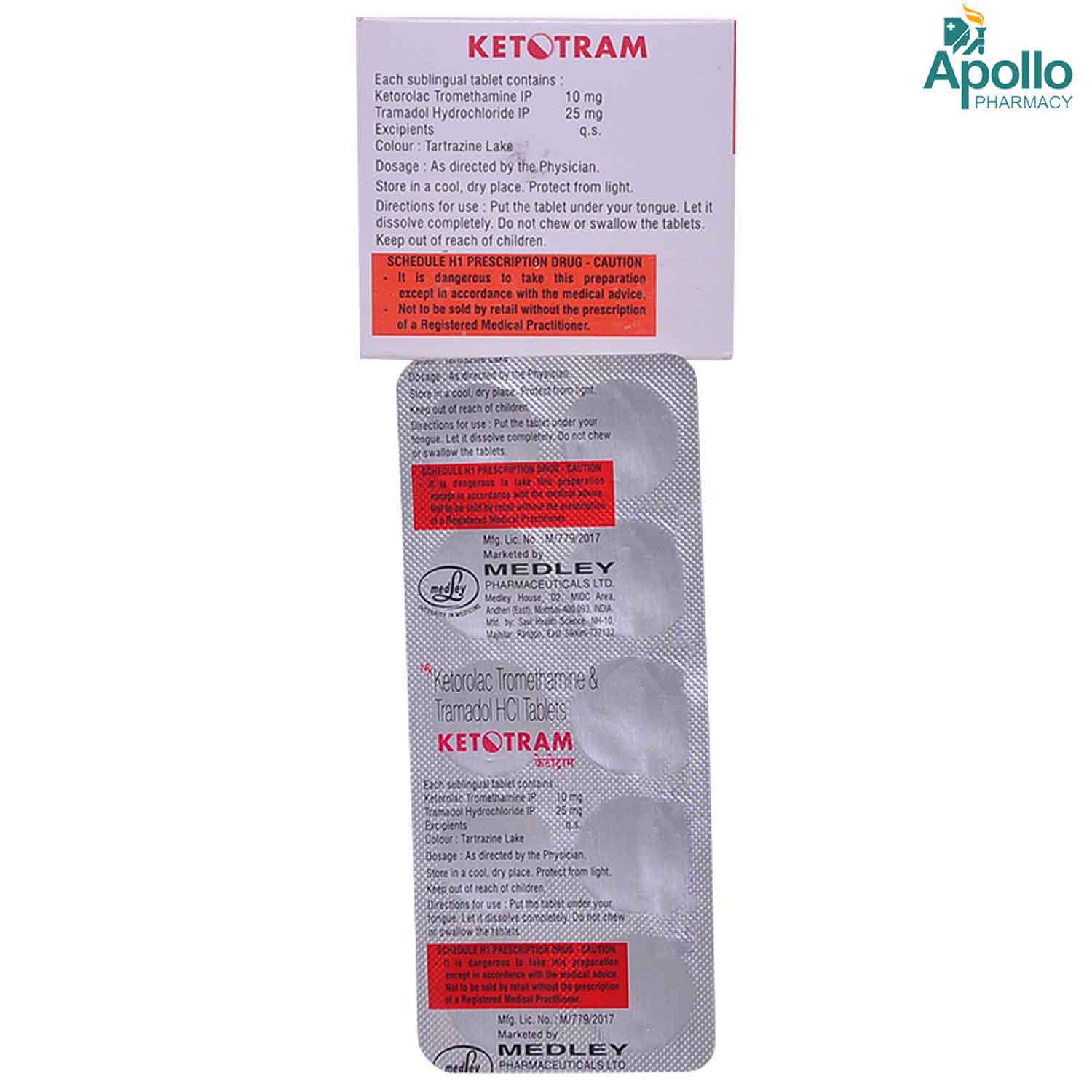 Ketotram Tablet 10's, Pack of 10 TABLETS Ketotram Tablet 10's, Pack of 10 TABLETS
