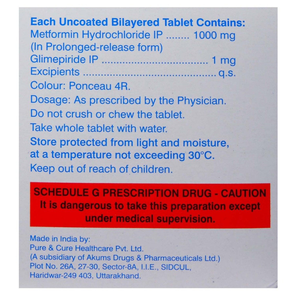 K-Glim-M Forte 1 Tablet 10's, Pack of 10 TabletS K-Glim-M Forte 1 Tablet 10's, Pack of 10 TabletS