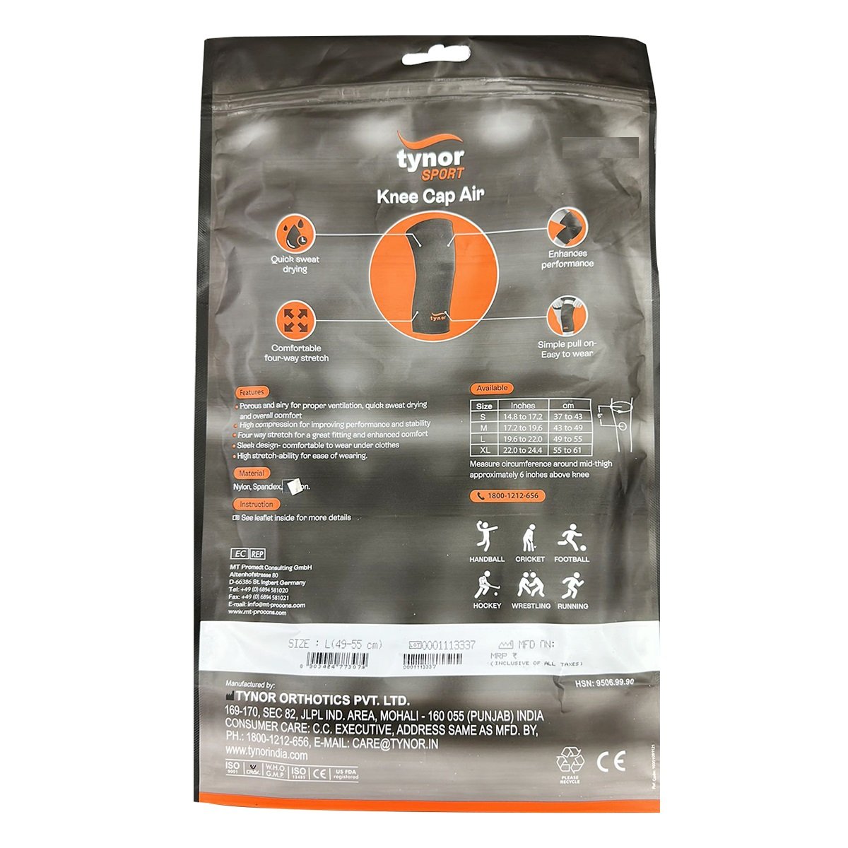 Tynor Knee Cap Air Neo Orange Large, 1 Pair, Pack of 1 Tynor Knee Cap Air Neo Orange Large, 1 Pair, Pack of 1