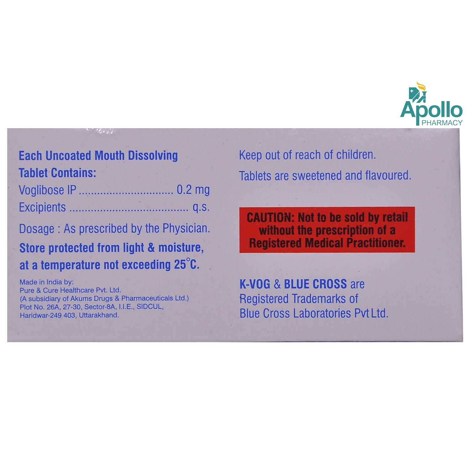 K Vog 0.2 Tablet 10's, Pack of 10 TABLETS K Vog 0.2 Tablet 10's, Pack of 10 TABLETS