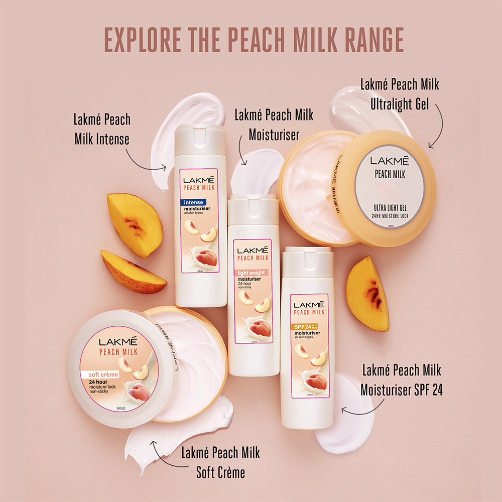Lakme Peach Milk Moisturizer Body Lotion 60 ml | Peach Milk Extract, Vitamin C & E | Moisturises Skin For 24Hrs | Lightweight | Non Sticky | All Season Crème | For All Skin Type, Pack of 1 Lakme Peach Milk Moisturizer Body Lotion 60 ml | Peach Milk Extract, Vitamin C & E | Moisturises Skin For 24Hrs | Lightweight | Non Sticky | All Season Crème | For All Skin Type, Pack of 1