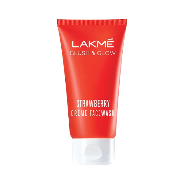 Lakme Blush &amp; Glow Strawberry Creme Face Wash 50 gm | With Strawberry Extracts | Gentle Cleansing | Removes Dirt &amp; Impurities, Pack of 1