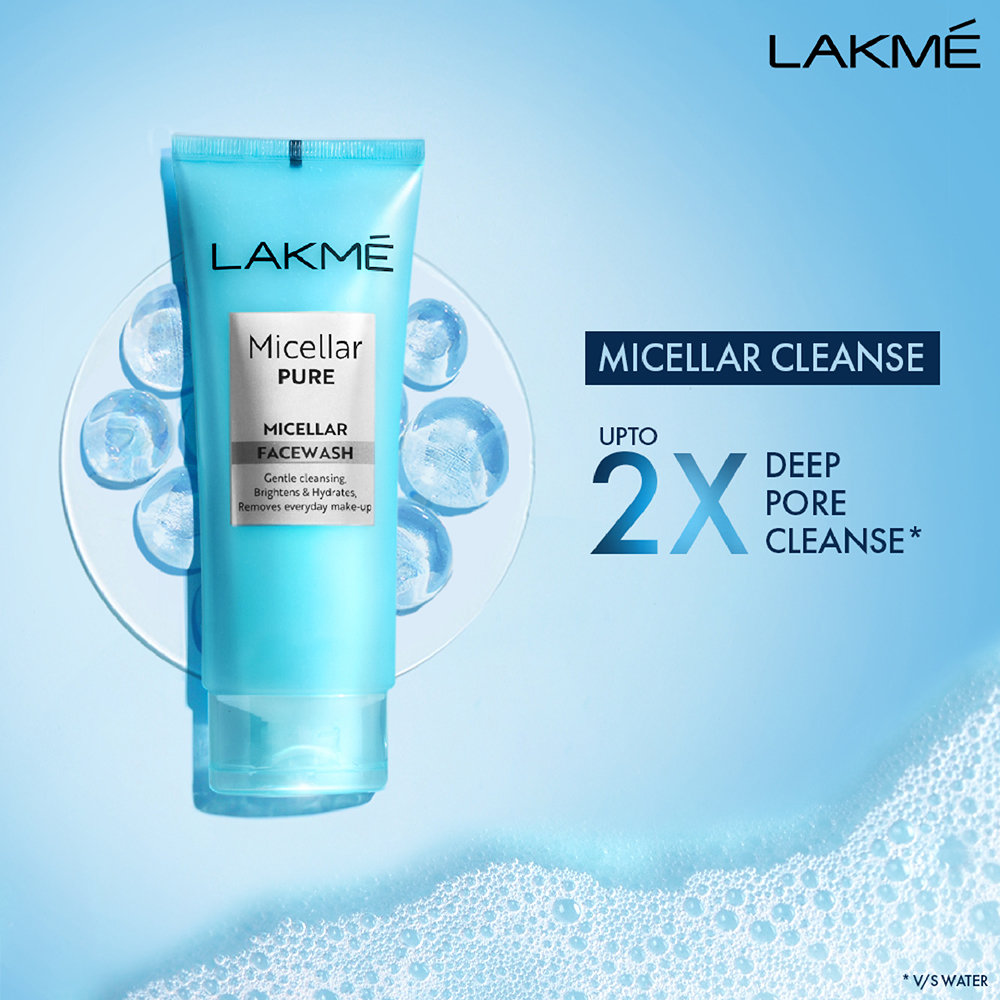 Lakme Micellar Pure Micellar Face Wash 100 gm | Gentle Cleansing | Removes Makeup | Brightens & Hydrates Skin | Deep Pore Cleansing | For All Skin Type, Pack of 1 Lakme Micellar Pure Micellar Face Wash 100 gm | Gentle Cleansing | Removes Makeup | Brightens & Hydrates Skin | Deep Pore Cleansing | For All Skin Type, Pack of 1