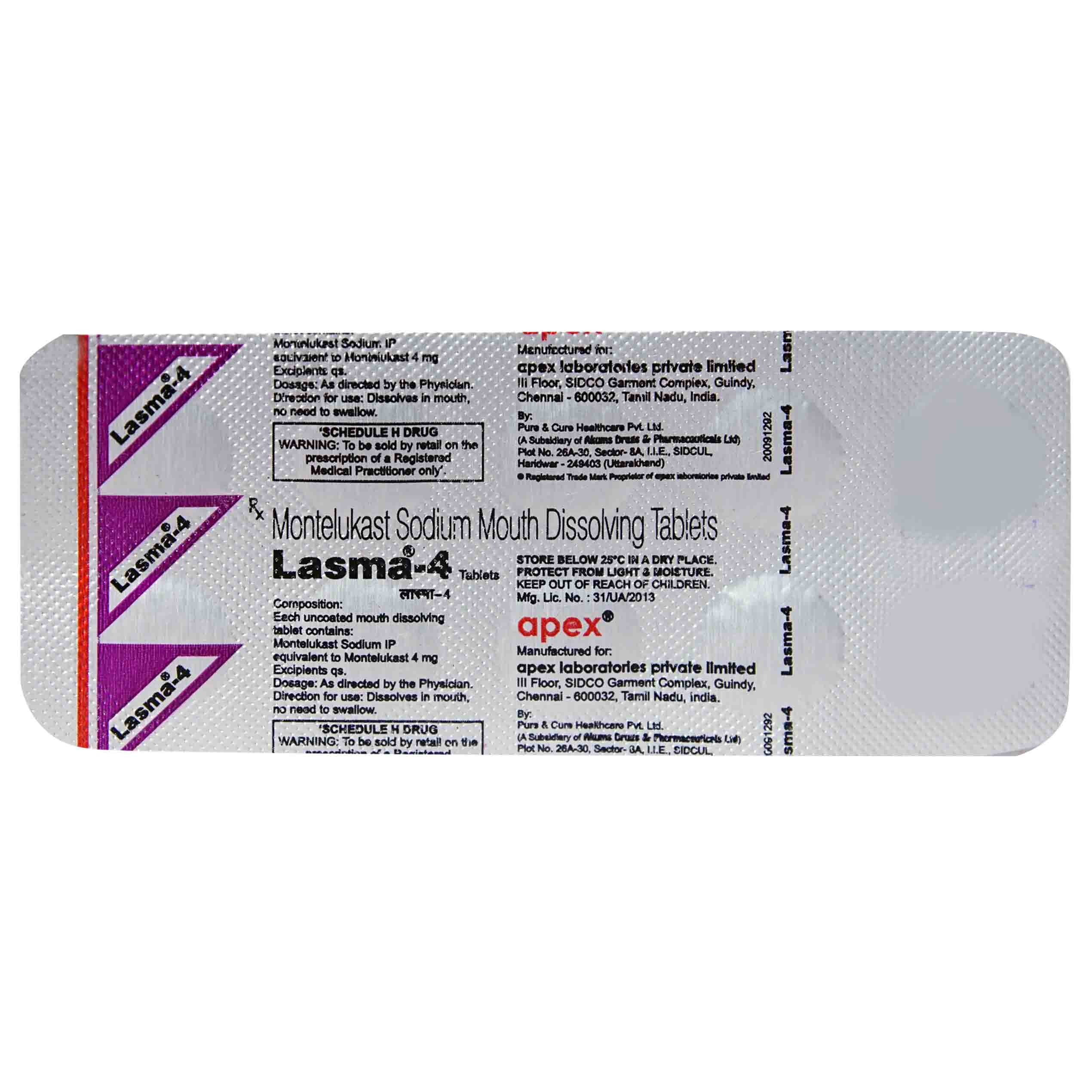 Lasma 4 Tablet 10's, Pack of 10 TABLETS Lasma 4 Tablet 10's, Pack of 10 TABLETS