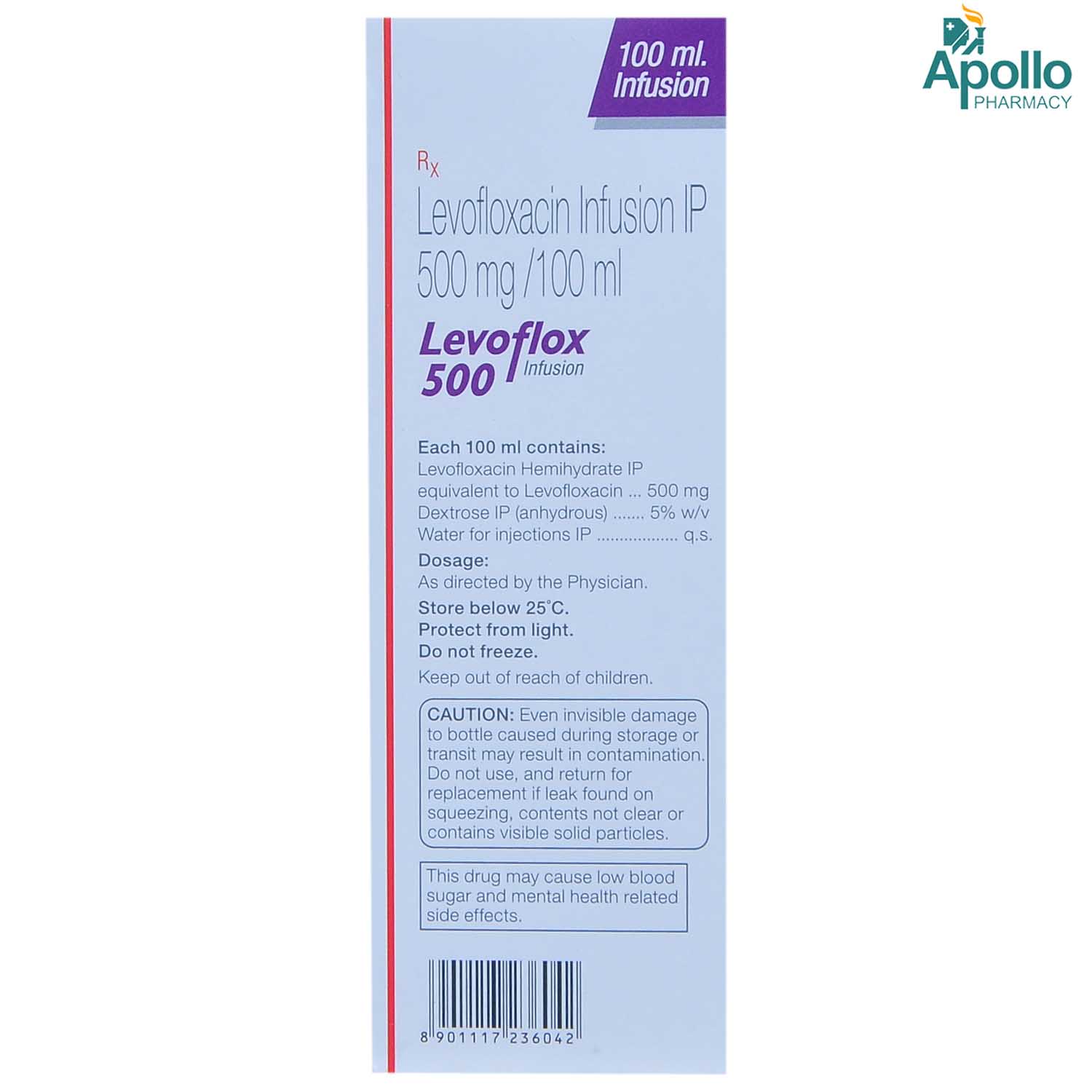 Levoflox 500 Infusion 100 ml, Pack of 1 INJECTION Levoflox 500 Infusion 100 ml, Pack of 1 INJECTION