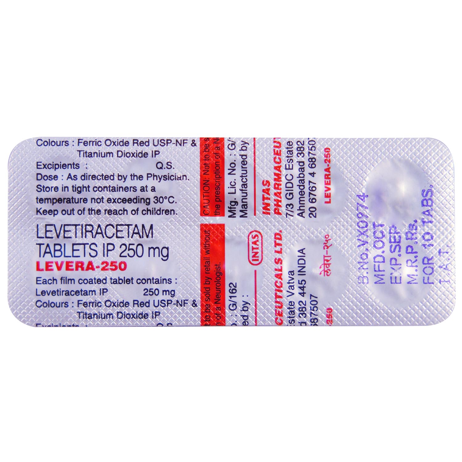 Levera-250 Tablet 10's, Pack of 10 TABLETS Levera-250 Tablet 10's, Pack of 10 TABLETS