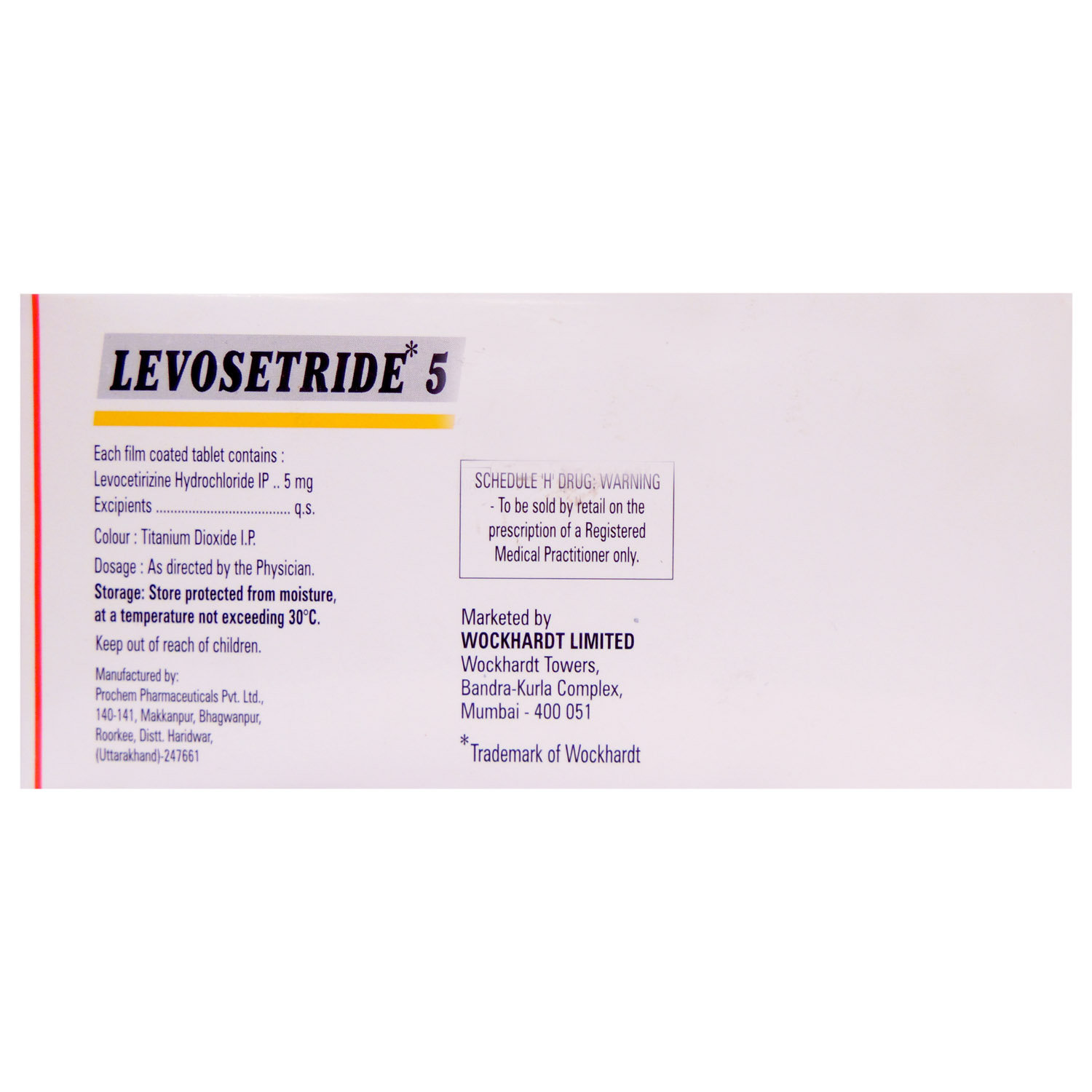 Levosetride 5 mg Tablet 10's, Pack of 10 TABLETS Levosetride 5 mg Tablet 10's, Pack of 10 TABLETS