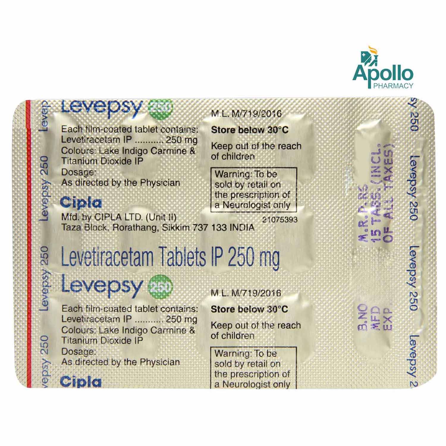 Levepsy 250 Tablet 15's, Pack of 15 TABLETS Levepsy 250 Tablet 15's, Pack of 15 TABLETS