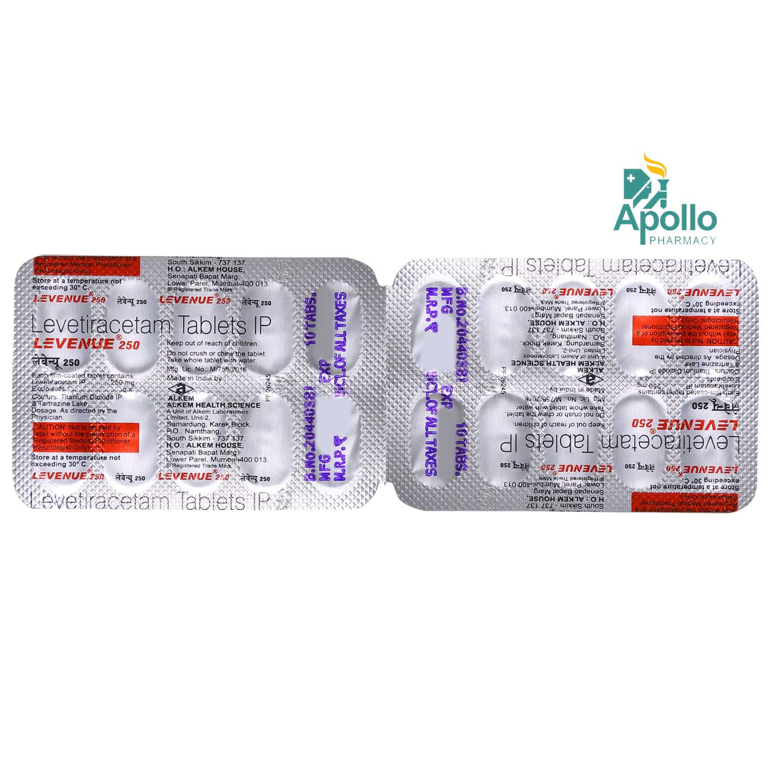 Levenue 250 mg Tablet 10's, Pack of 10 TABLETS Levenue 250 mg Tablet 10's, Pack of 10 TABLETS