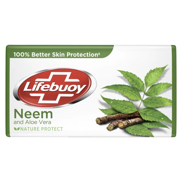 Lifebuoy Nature Protect Neem and Aloe Vera Soap 100 gm | With Goodness Of Neem &amp; Aloevera | Provides 100% Better Skin Protection Against Germs, Pack of 1