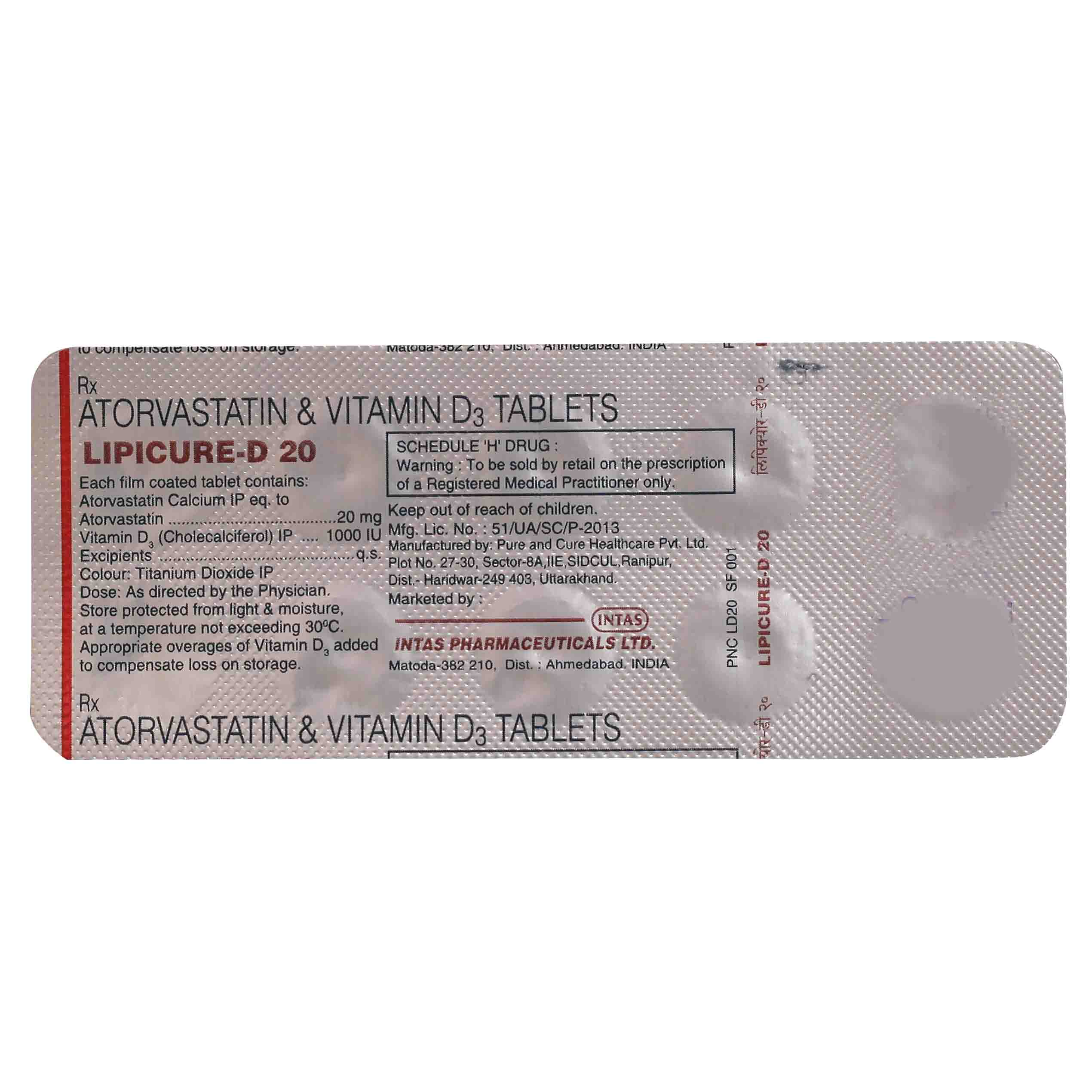 Lipicure-D 20 Tablet 10's, Pack of 10 Lipicure-D 20 Tablet 10's, Pack of 10