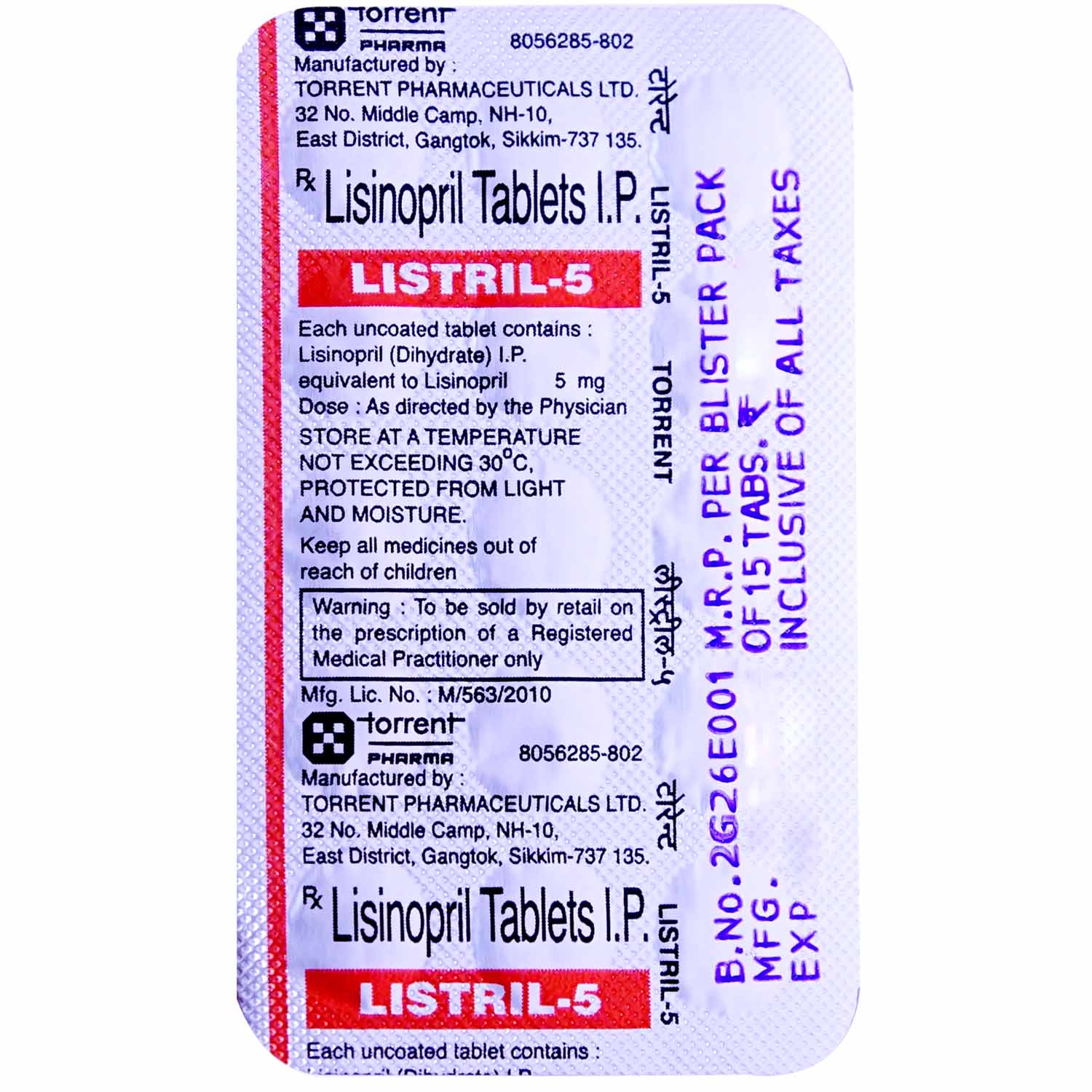 Listril 5 Tablet 15's, Pack of 15 TABLETS Listril 5 Tablet 15's, Pack of 15 TABLETS
