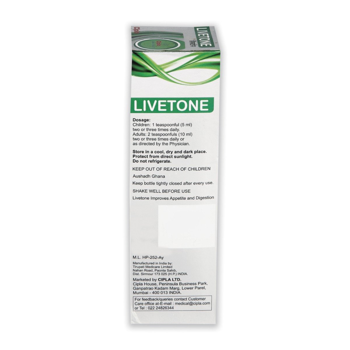 Livetone Syrup, 225 ml, Pack of 1 Livetone Syrup, 225 ml, Pack of 1
