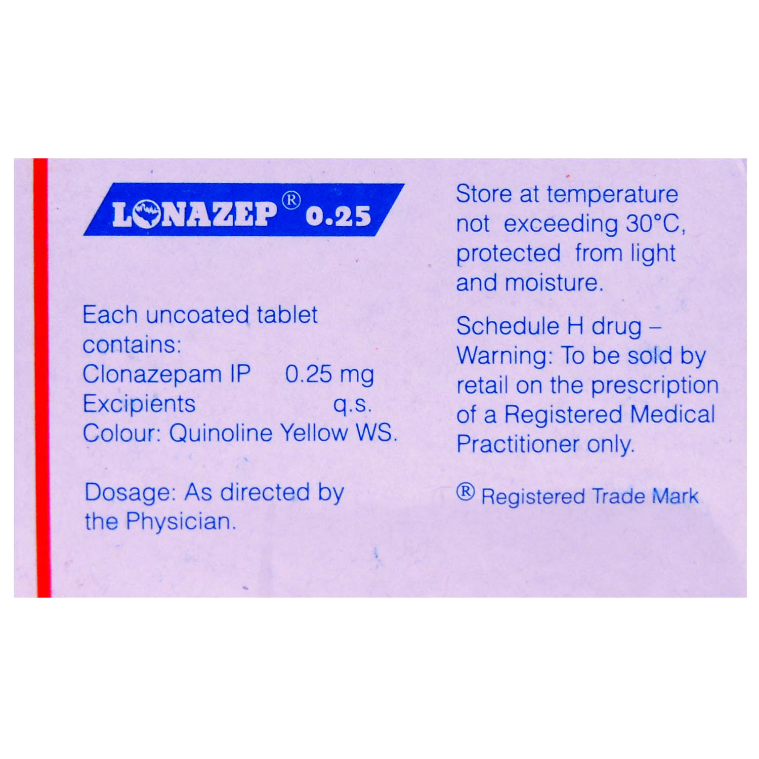 Lonazep 0.25Mg Tablet 15's, Pack of 15 TABLETS Lonazep 0.25Mg Tablet 15's, Pack of 15 TABLETS