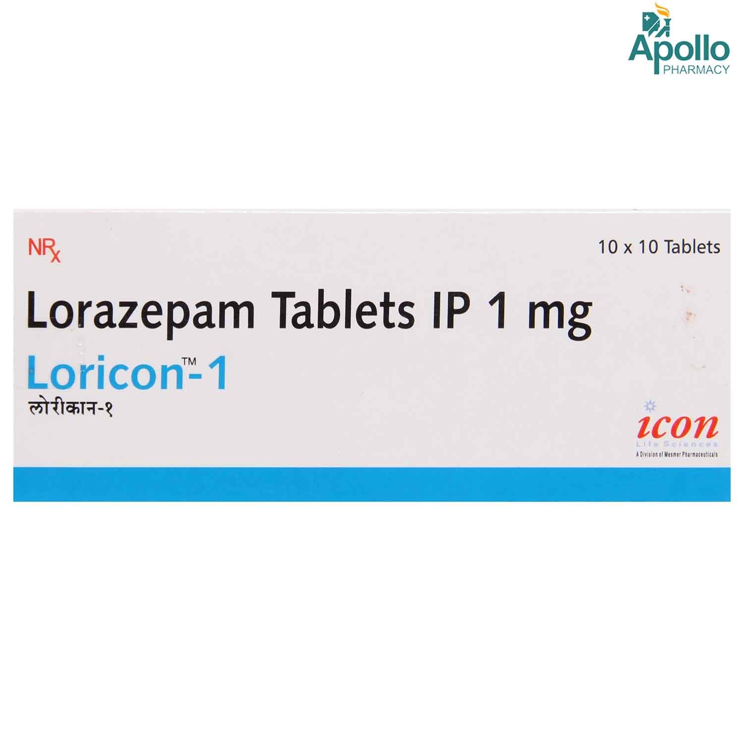 LORICON 1MG TABLET, Pack of 10 TABLETS LORICON 1MG TABLET, Pack of 10 TABLETS