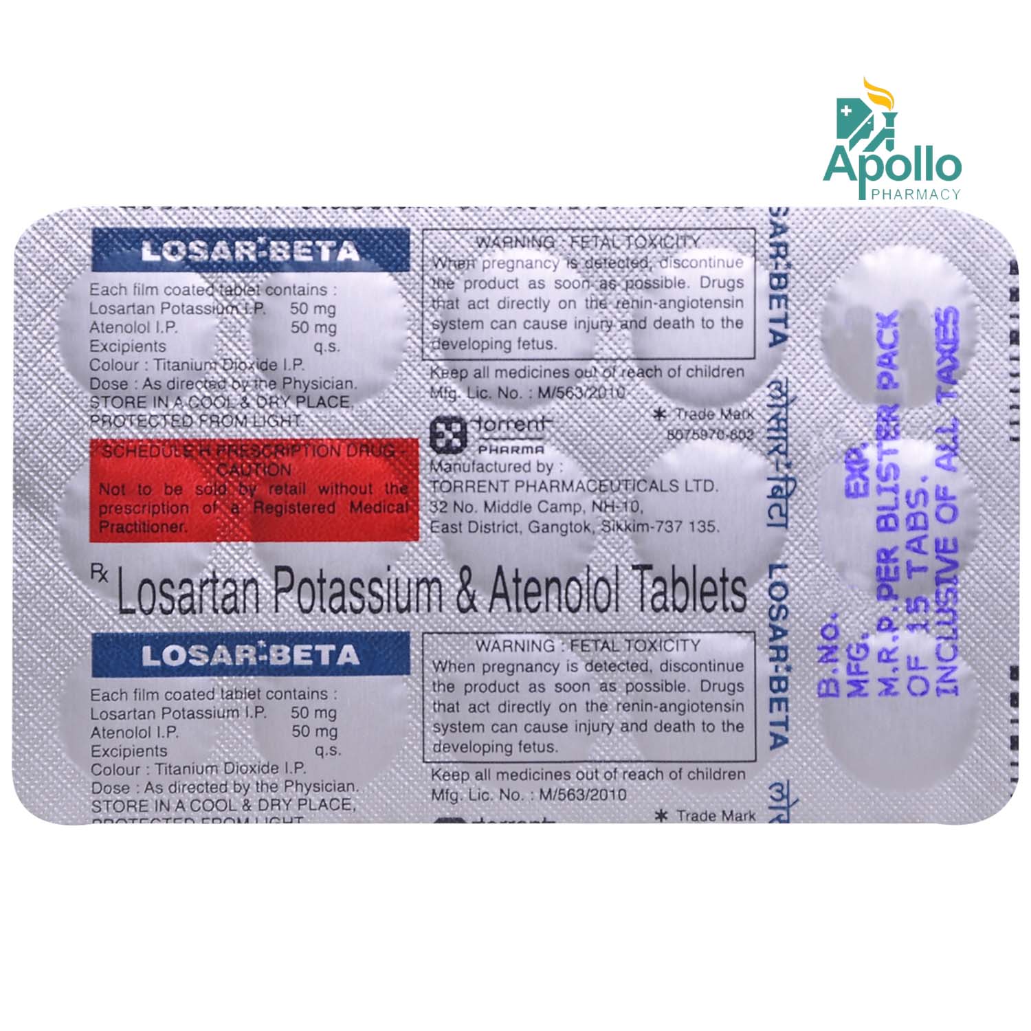 Losar-Beta Tablet 15's, Pack of 15 TABLETS Losar-Beta Tablet 15's, Pack of 15 TABLETS