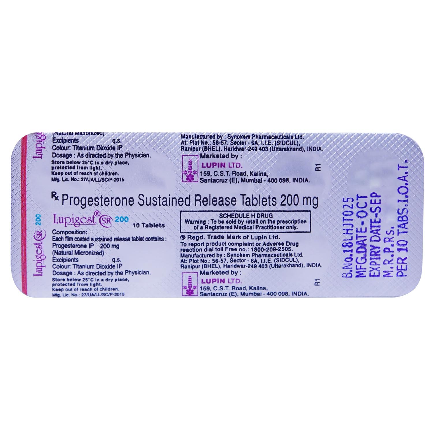 Lupigest SR 200 Tablet 10's, Pack of 10 TABLETS Lupigest SR 200 Tablet 10's, Pack of 10 TABLETS