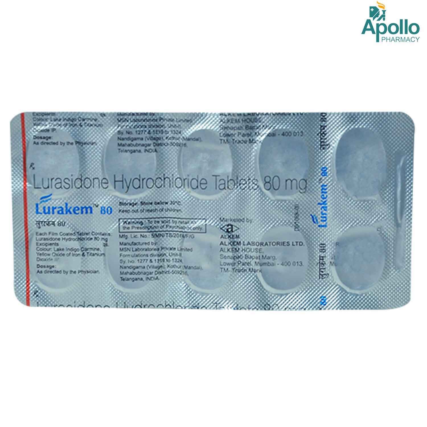 LURAKEM 80MG TABLET 10'S, Pack of 10 TabletS LURAKEM 80MG TABLET 10'S, Pack of 10 TabletS