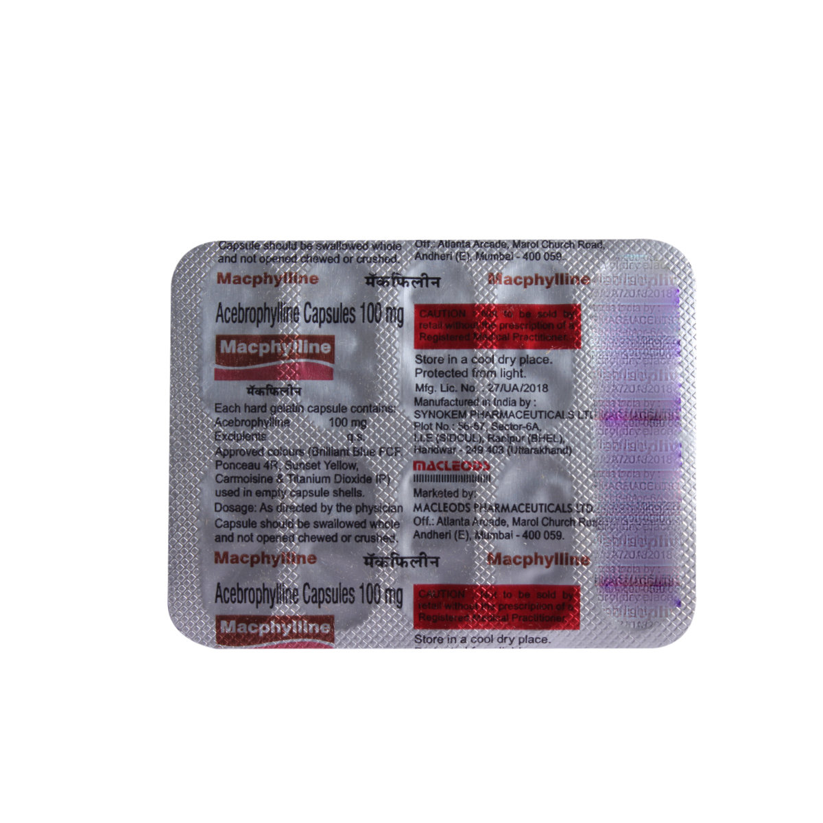 Macphylline Capsule 10's, Pack of 10 CAPSULES Macphylline Capsule 10's, Pack of 10 CAPSULES