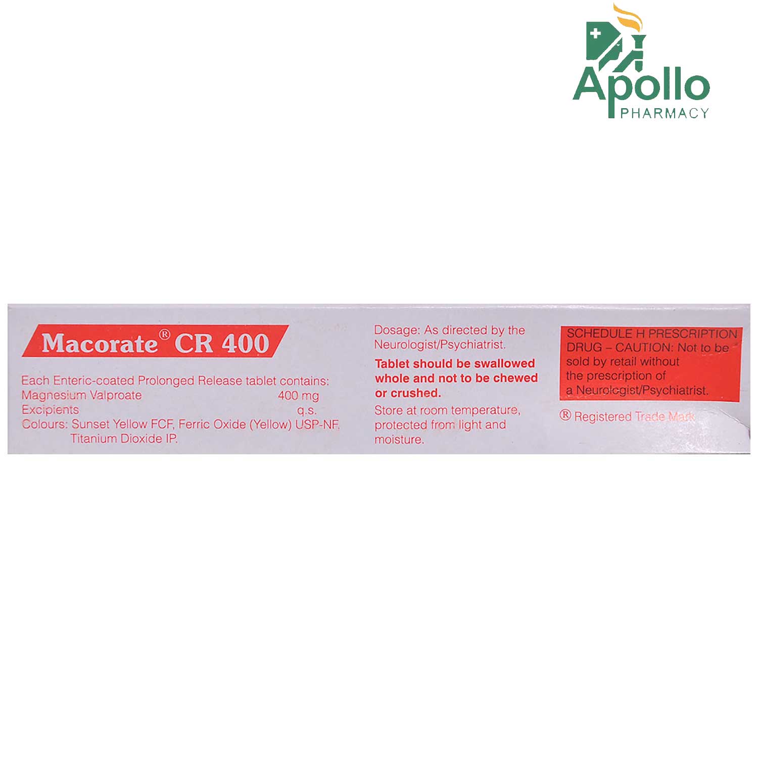 MACORATE CR 400MG TABLET, Pack of 10 TABLETS MACORATE CR 400MG TABLET, Pack of 10 TABLETS