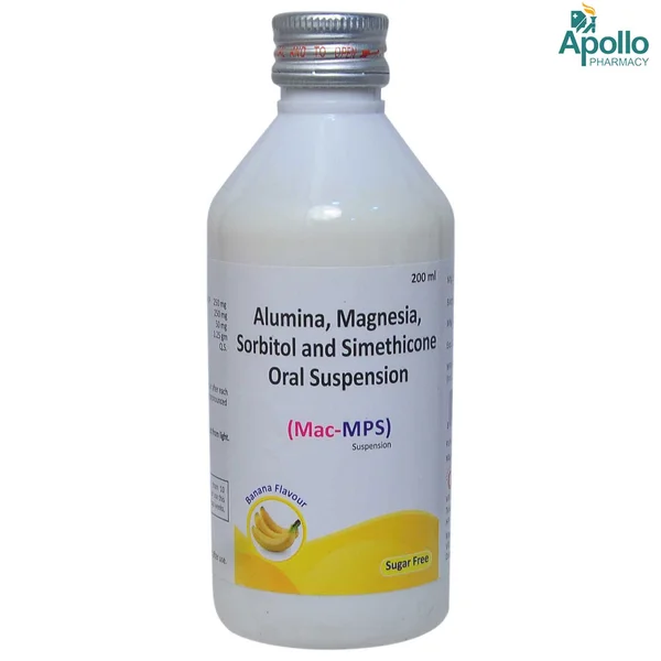 Mac-MPS Sugar Free Banana Suspension 200 ml, Pack of 1 ORAL SUSPENSION