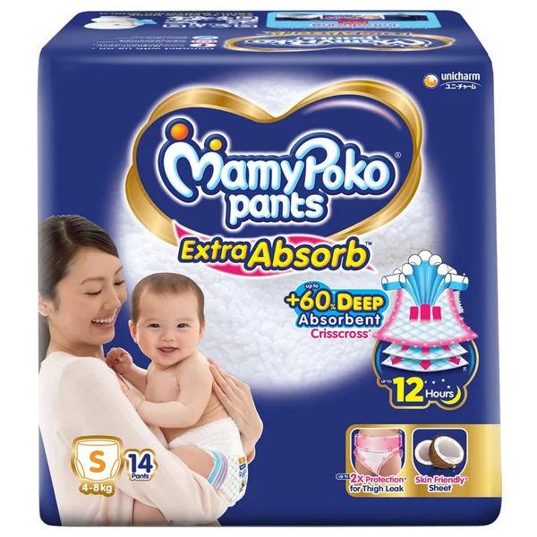 MamyPoko Extra Absorb Diaper Pants Small, 14 Count, Pack of 1