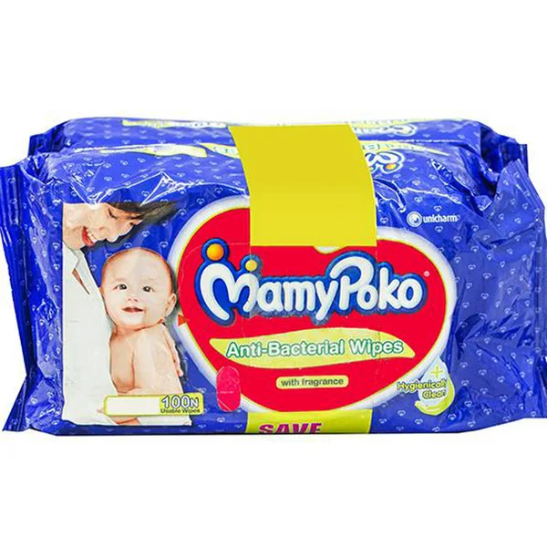 MamyPoko Anti-Bacterial Wipes, 200 Count (2 x 100 Wipes), Pack of 1