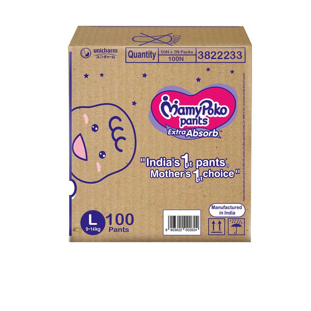 Buy MamyPoko Extra Absorb Diaper Pants Large, 100 Count Online