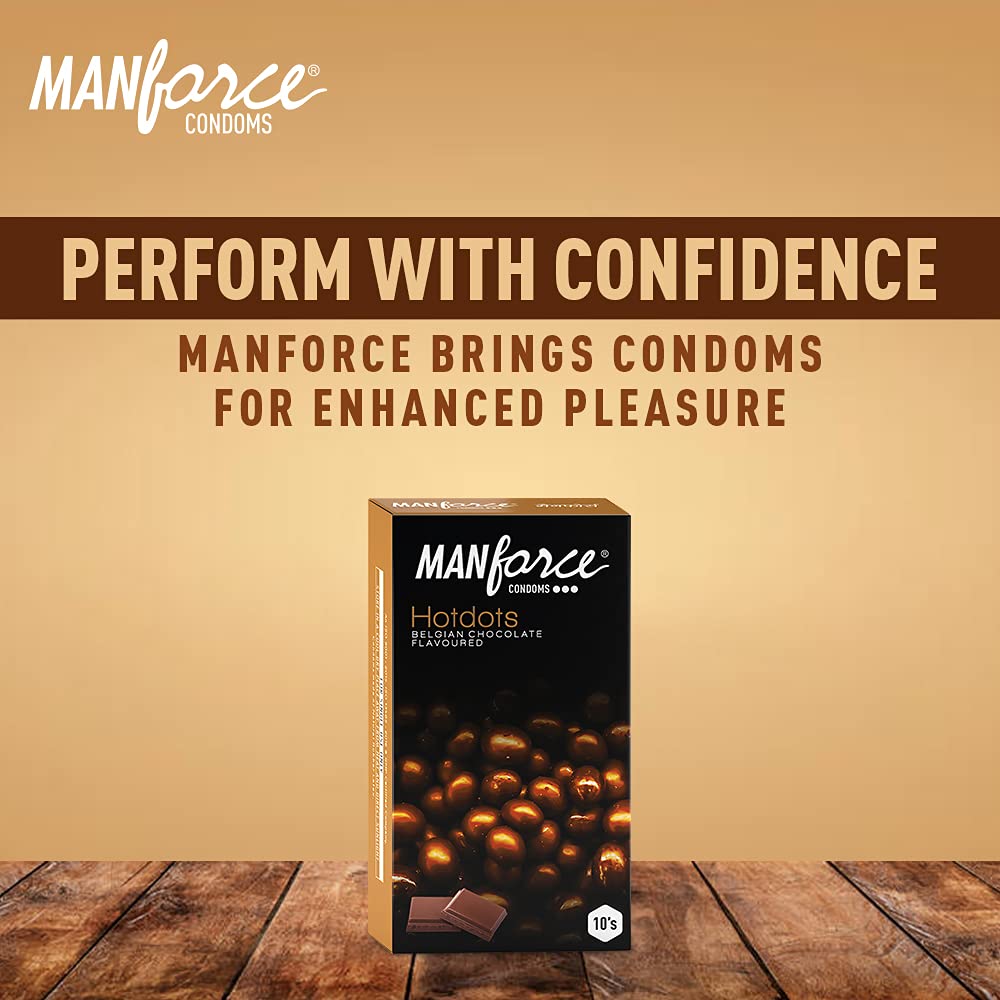 Manforce Hotdots Belgian Chocolate Flavour Condoms, 10 Count, Pack of 1 Manforce Hotdots Belgian Chocolate Flavour Condoms, 10 Count, Pack of 1
