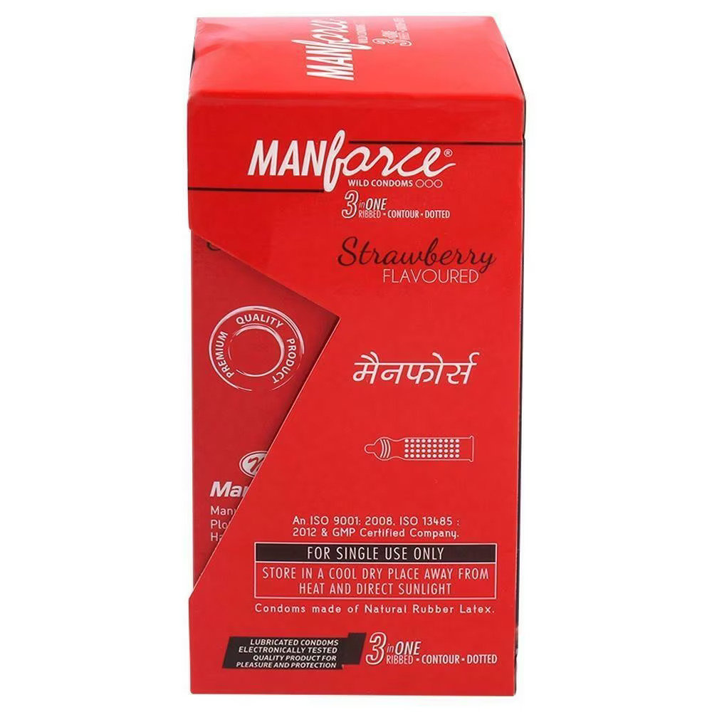 Manforce Wild Strawberry Flavoured Condoms, 20 Count, Pack of 1 Manforce Wild Strawberry Flavoured Condoms, 20 Count, Pack of 1