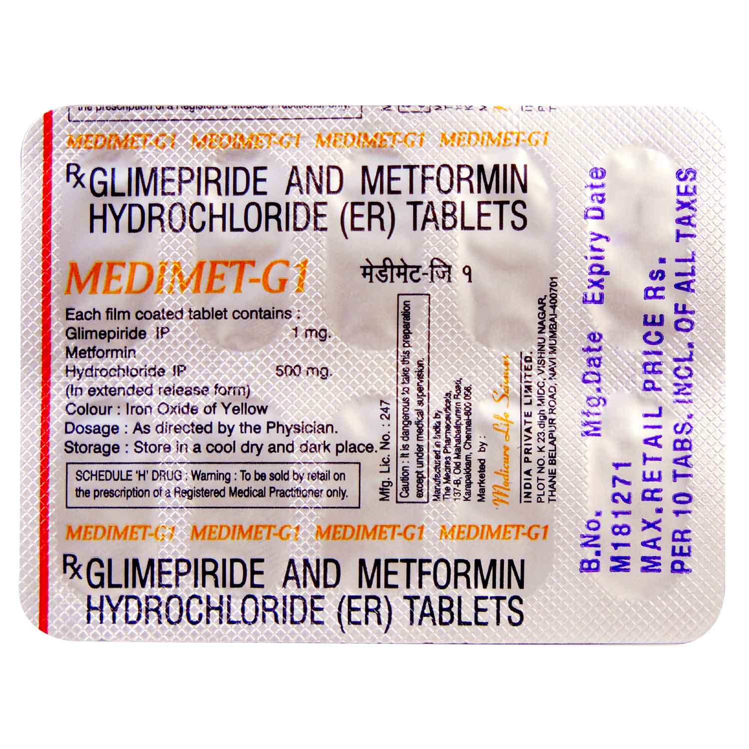 Medimet G1 Tablet 10's, Pack of 10 TABLETS Medimet G1 Tablet 10's, Pack of 10 TABLETS