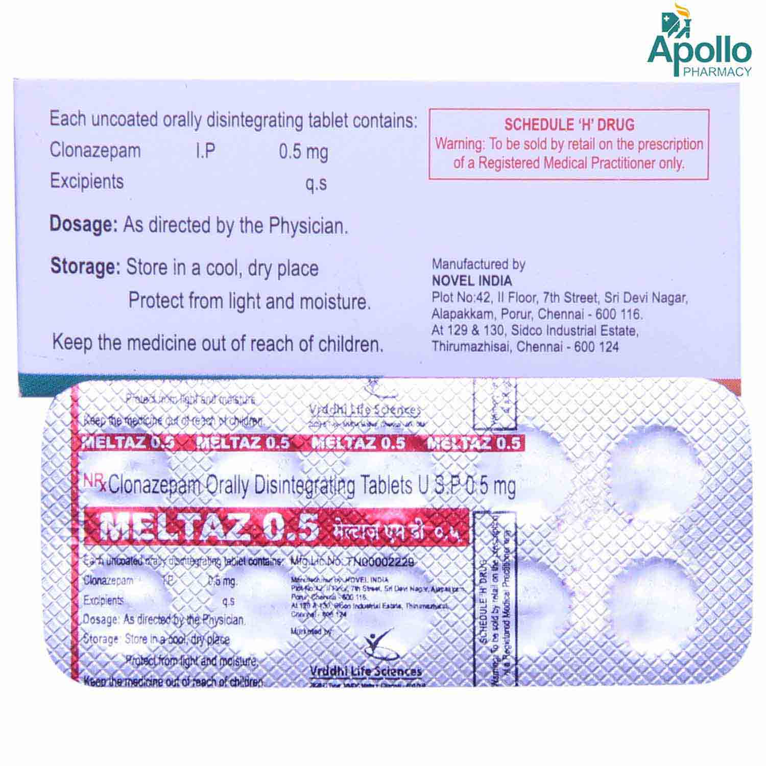 MELTAZ 0.5MG DT TABLET 10'S, Pack of 10 TabletS MELTAZ 0.5MG DT TABLET 10'S, Pack of 10 TabletS