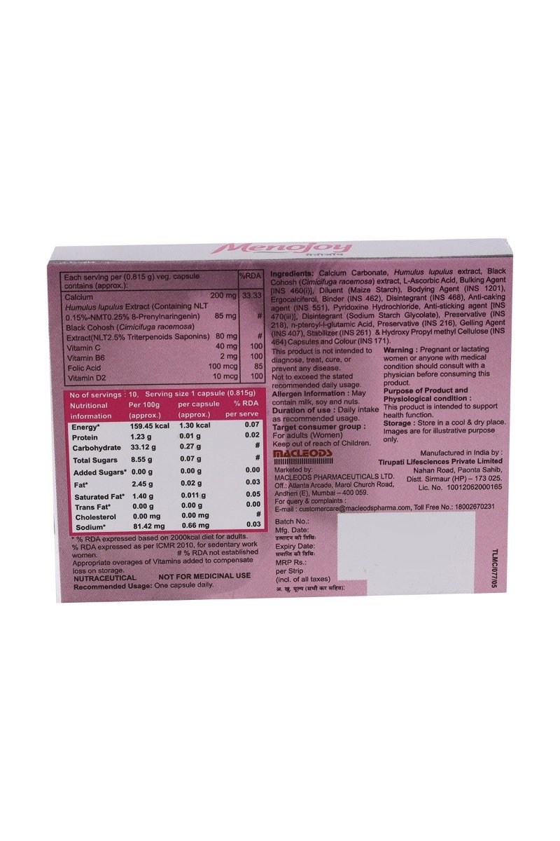 Menojoy Capsule 10's, Pack of 10 CAPSULES Menojoy Capsule 10's, Pack of 10 CAPSULES