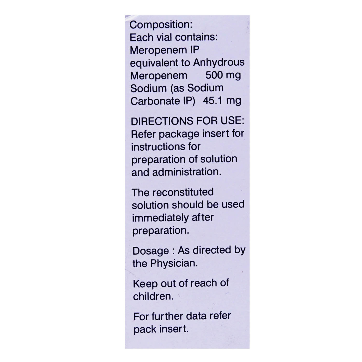 MEROBAX 500MG INJECTION, Pack of 1 INJECTION MEROBAX 500MG INJECTION, Pack of 1 INJECTION