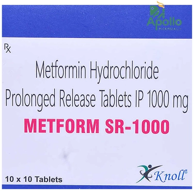 METFORM SR 1GM TABLETS 10'S , Pack of 10 TabletS