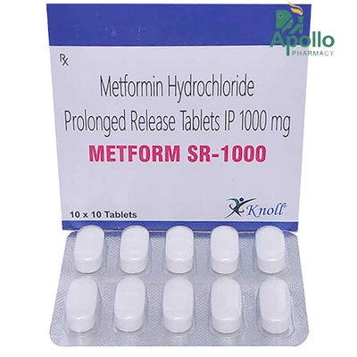 METFORM SR 1GM TABLETS 10'S , Pack of 10 TabletS