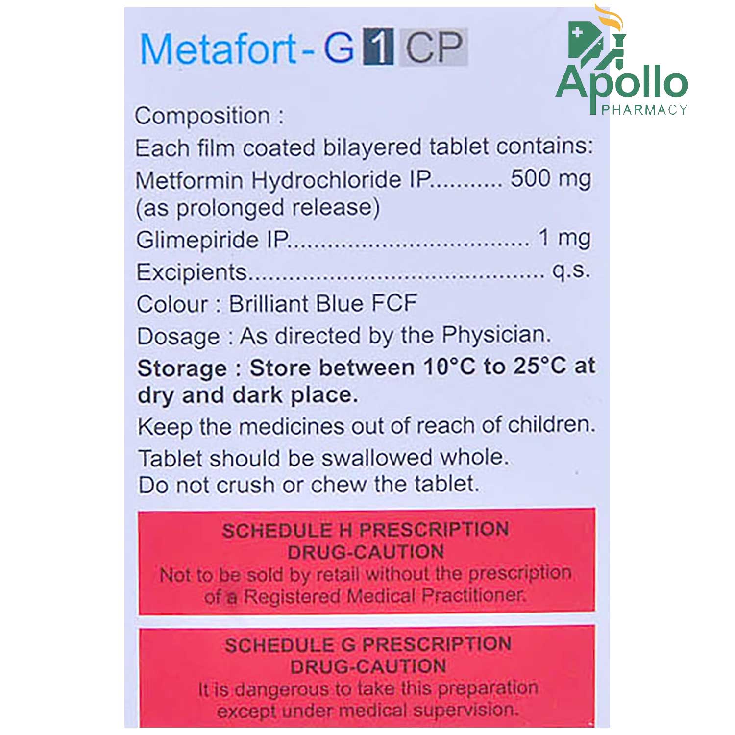 Metafort-G1 CP Tablet 30's, Pack of 1 Tablet Metafort-G1 CP Tablet 30's, Pack of 1 Tablet