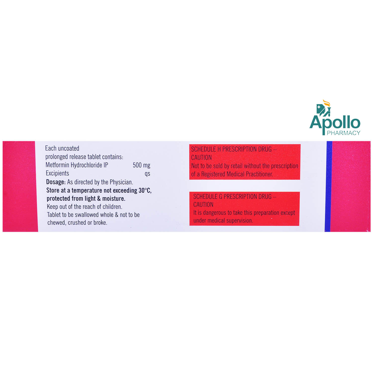 METFORM SR 500MG TABLET, Pack of 10 TABLETS METFORM SR 500MG TABLET, Pack of 10 TABLETS