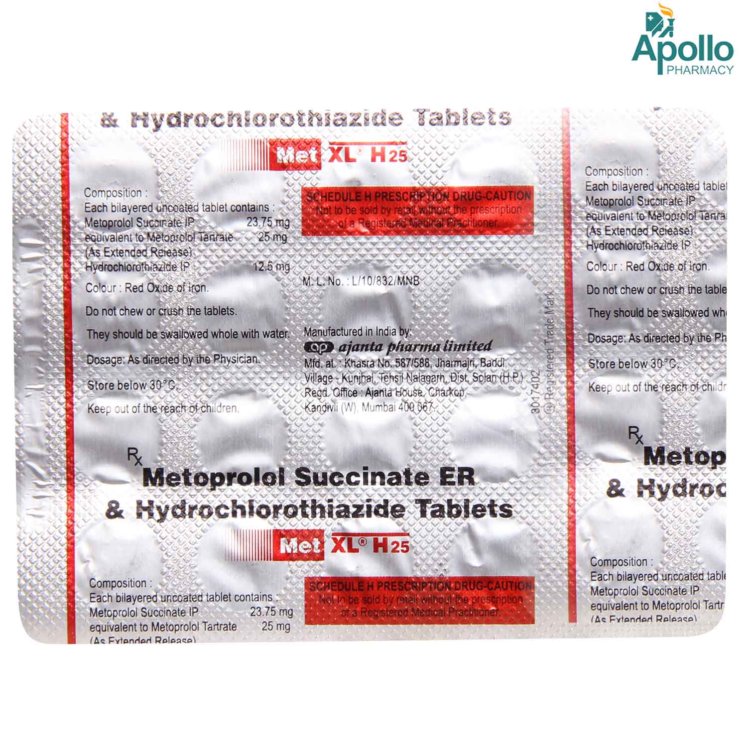 Met XL H 25 Tablet 20's, Pack of 20 TABLETS Met XL H 25 Tablet 20's, Pack of 20 TABLETS