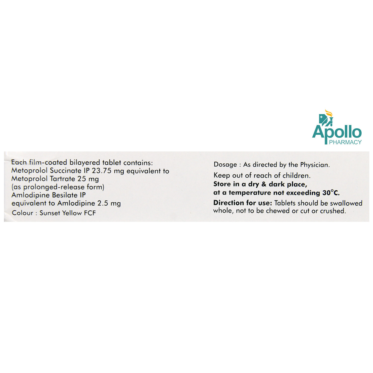 Metapro-Am 25/2.5Mg Tablet 7'S, Pack of 7 TabletS Metapro-Am 25/2.5Mg Tablet 7'S, Pack of 7 TabletS