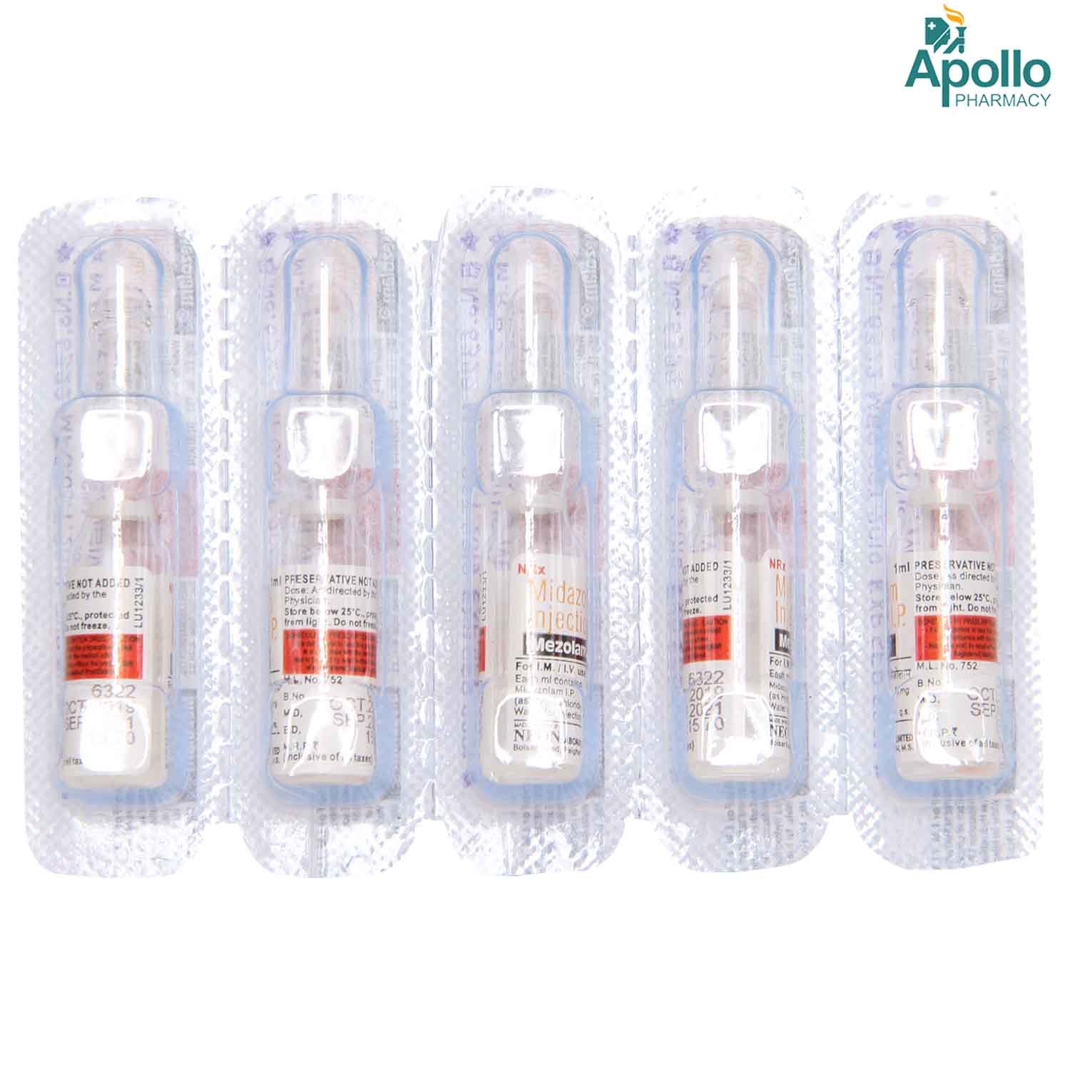 MEZOLAM 5MG INJECTION 1ML, Pack of 1 Injection MEZOLAM 5MG INJECTION 1ML, Pack of 1 Injection