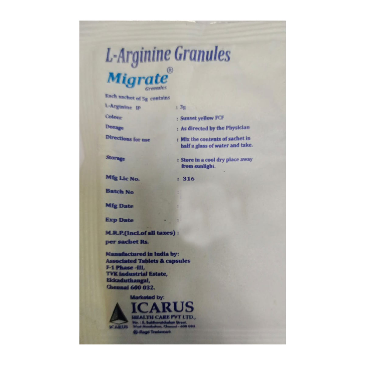 Migrate Sachet 5 gm, Pack of 1 POWDER Migrate Sachet 5 gm, Pack of 1 POWDER