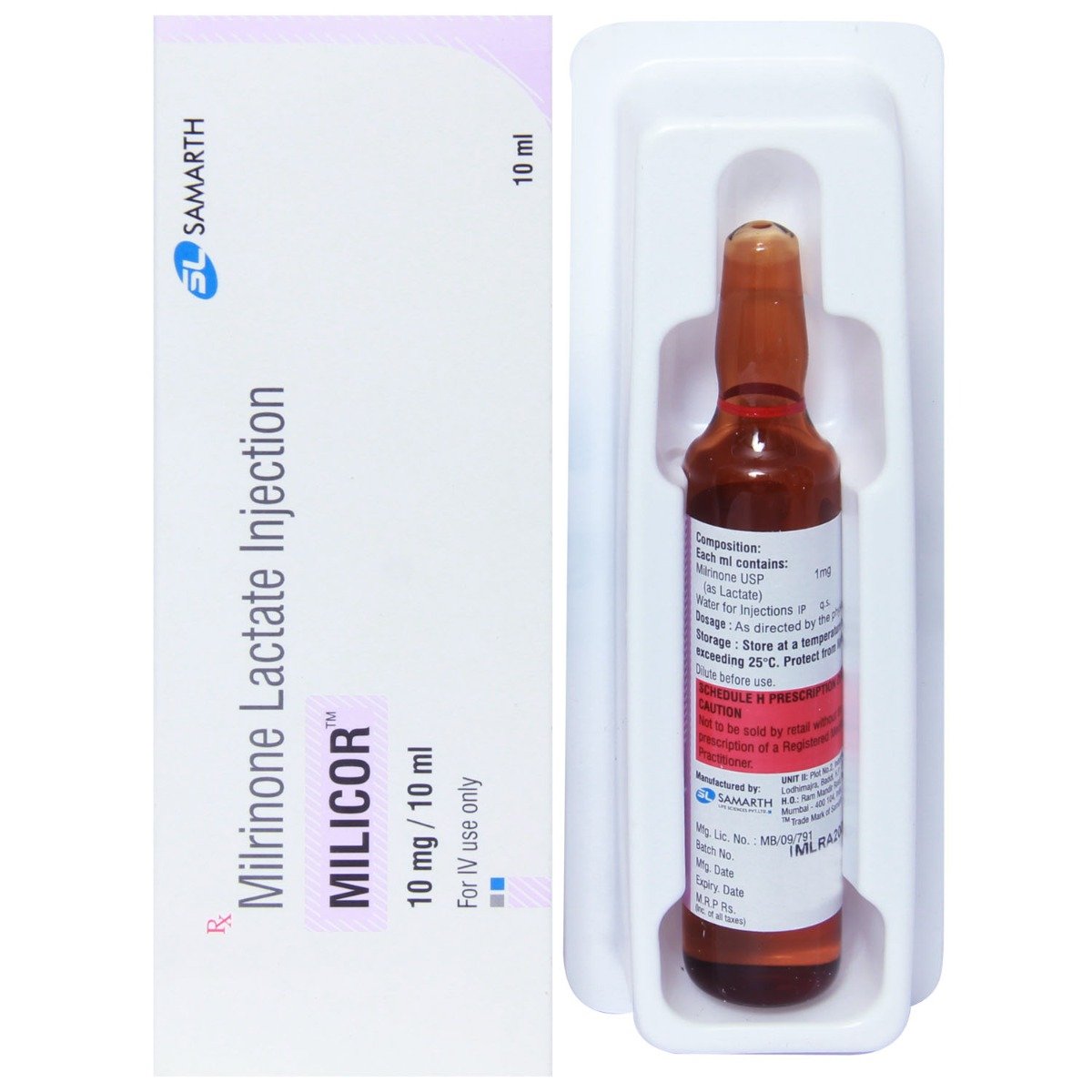 Milicor 10mg Injection 10 ml, Pack of 1 INJECTION Milicor 10mg Injection 10 ml, Pack of 1 INJECTION