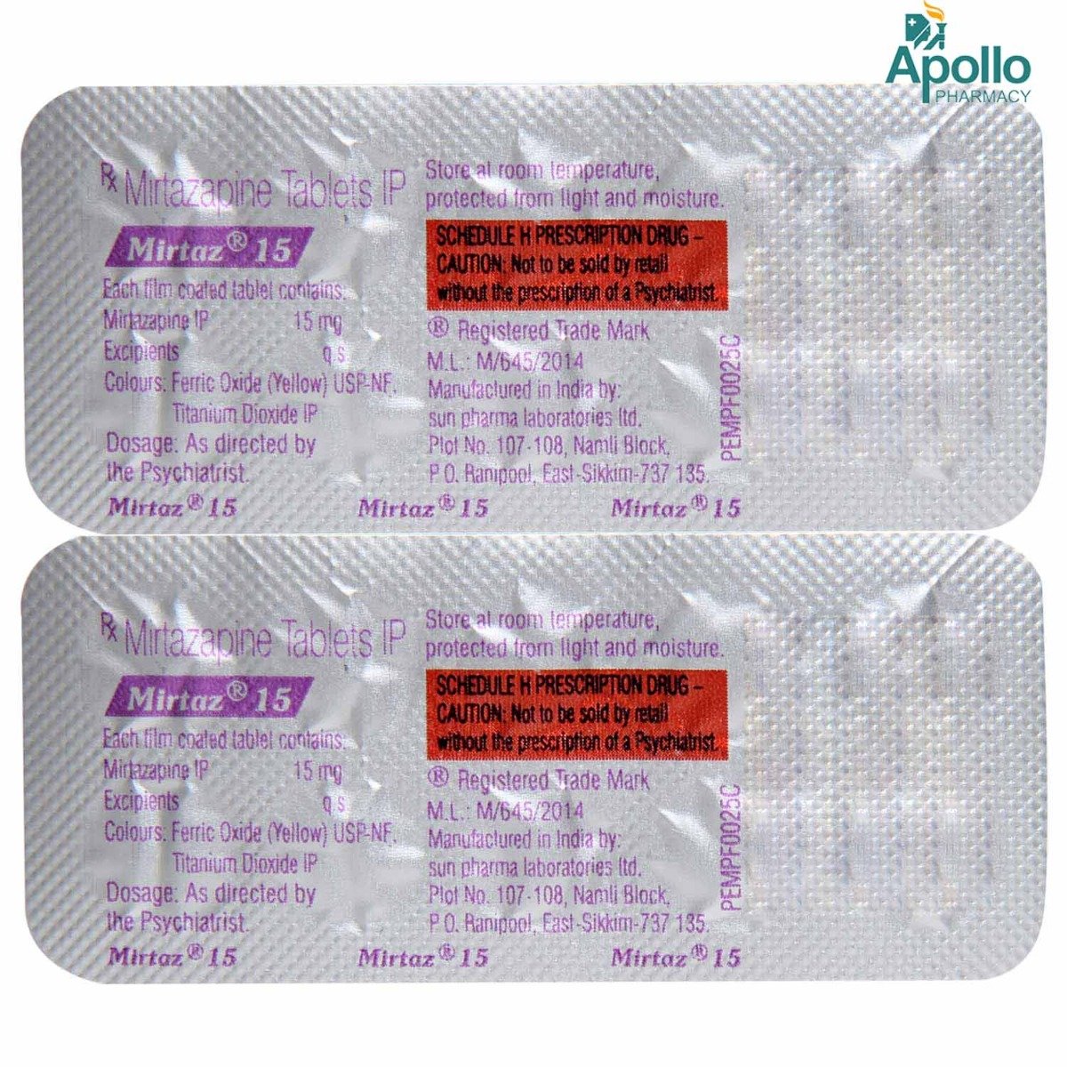 Mirtaz 15 Tablet 10's, Pack of 10 TABLETS Mirtaz 15 Tablet 10's, Pack of 10 TABLETS