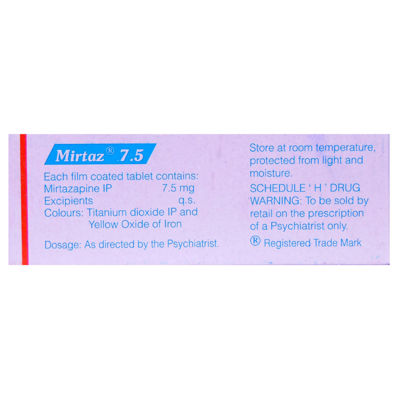 Mirtaz 7.5 Tablet 10's, Pack of 10 TABLETS Mirtaz 7.5 Tablet 10's, Pack of 10 TABLETS