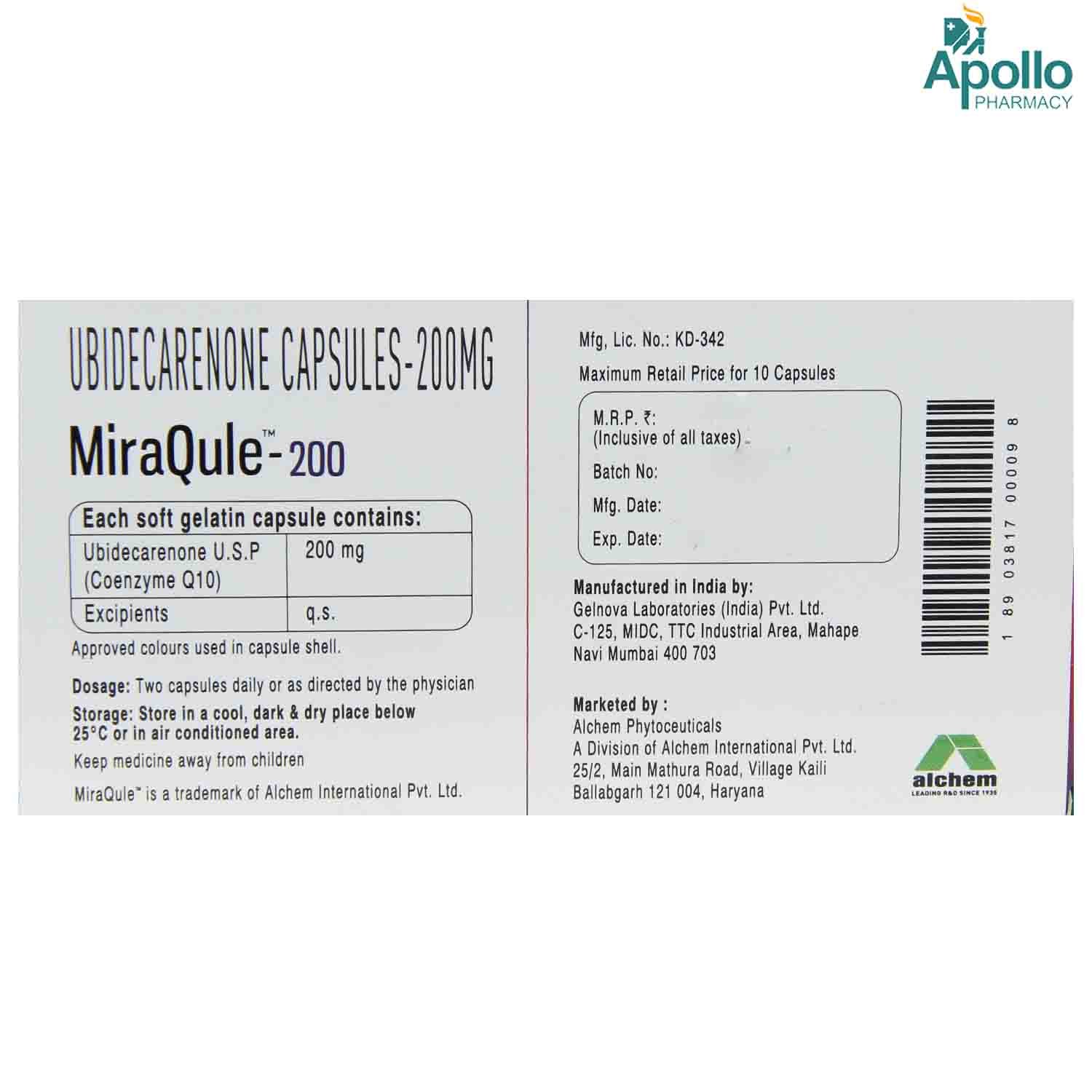 Miraqule-200 Capsule 10's, Pack of 10 CAPSULES Miraqule-200 Capsule 10's, Pack of 10 CAPSULES